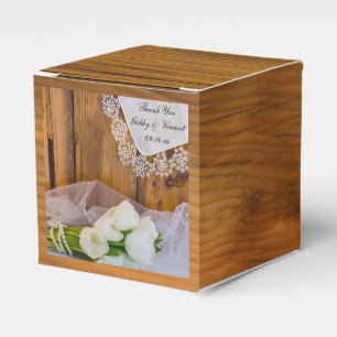 Imitate Barnholz Rustikale Weißtulpen Hochzeit Geschenkschachtel