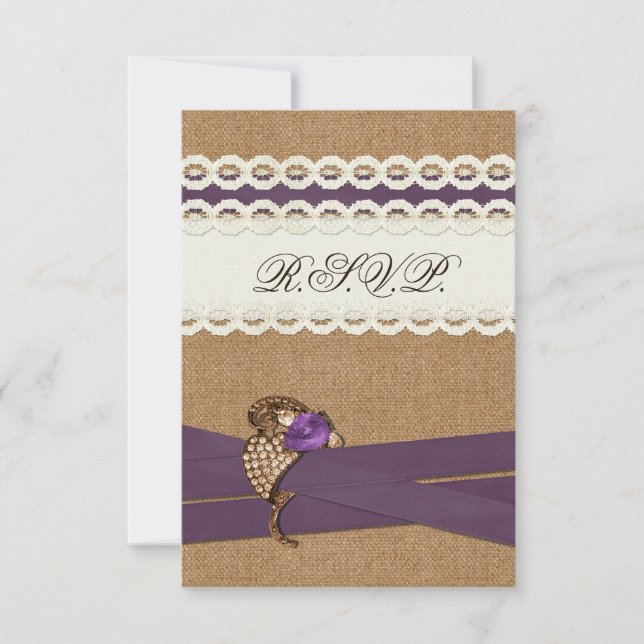 IMITATE begraben und bringen lila Hochzeit RSVP Karte (Vorderseite)
