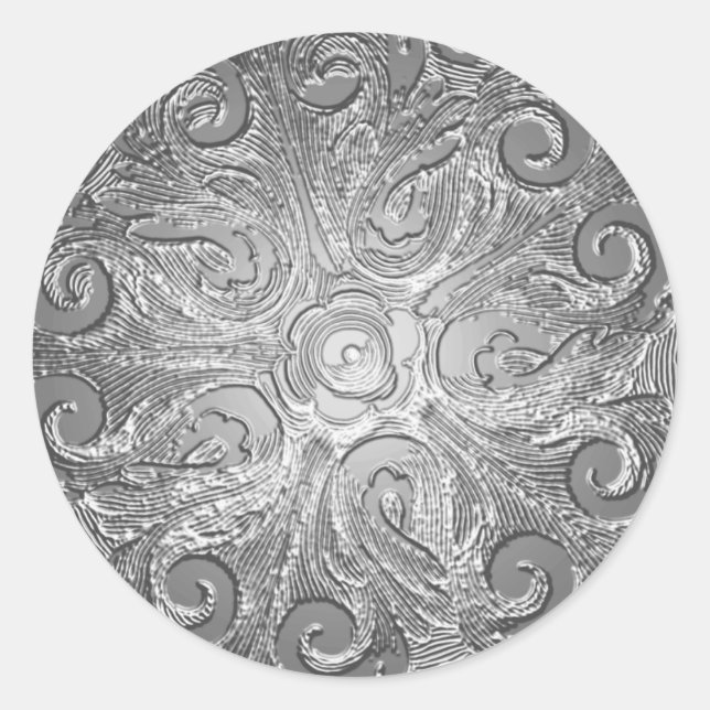 Imitate besticht durch Verziertes Siegel, Silber Runder Aufkleber (Vorderseite)