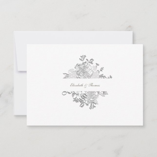 Imitate bestickt Peony Formal Rahmen Hochzeit Viel Dankeskarte (Vorderseite)