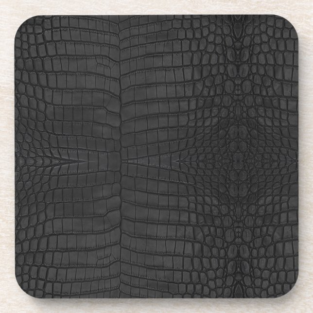 Imitate Black Crocodile Leather Print Getränkeuntersetzer (Vorderseite)