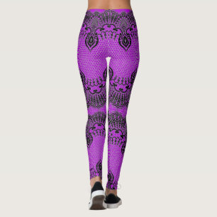 Imitate Black Lace Lila Fishnet Leggings Ihre Farb