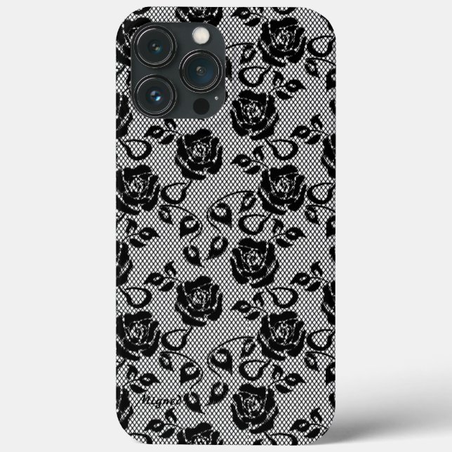 Imitate Black Lace Rose Fishnet Case-Mate iPhone Hülle (Rückseite)