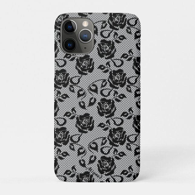 Imitate Black Lace Rose Fishnet iPhone Fall Case-Mate iPhone Hülle (Rückseite)