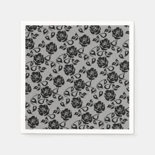 Imitate Black Lace Rose Fishnet Napkins Serviette