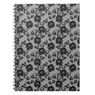 Imitate Black Lace Rose Fishnet Notebook Notizblock