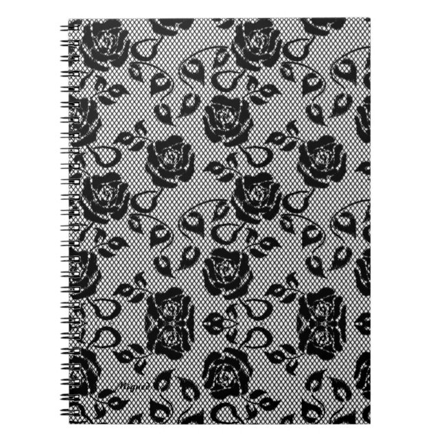 Imitate Black Lace Rose Fishnet Notebook Notizblock (Vorderseite)