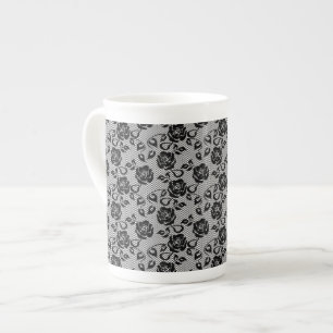 Imitate Black Lace Rose Fishnet Tasse Modernes Des