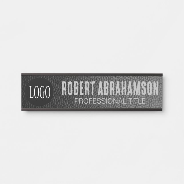Imitate Black Leather Logo Office Door SIgn Türschild (Vorderseite )