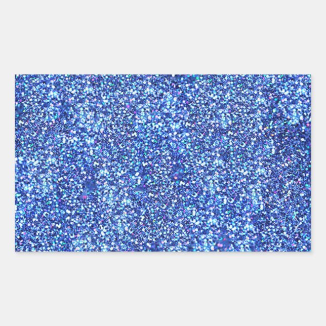 Imitate Blauer Glitzer Blank Template Glamour Clas Rechteckiger Aufkleber (Vorderseite)