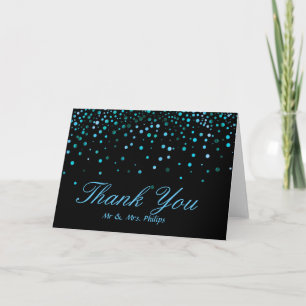 Imitate Blue Foil Confetti Elegante Glitzern Viele Dankeskarte