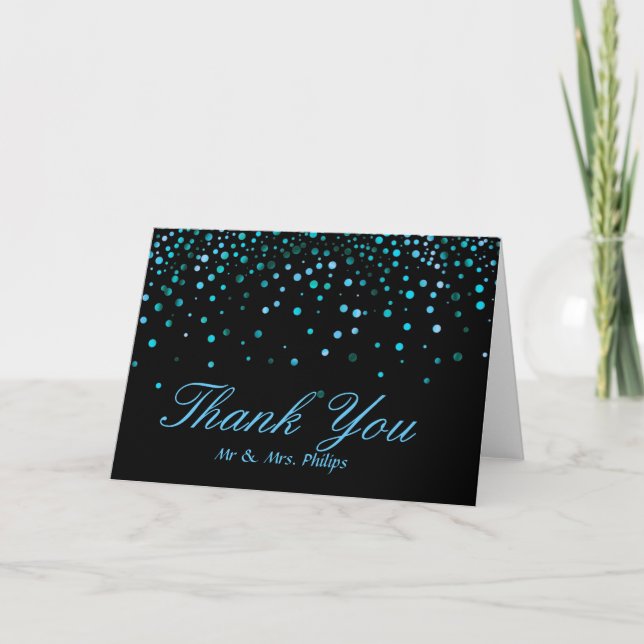 Imitate Blue Foil Confetti Elegante Glitzern Viele Dankeskarte (Vorderseite)