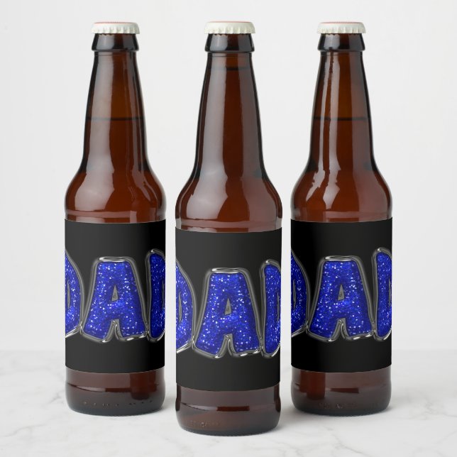 Imitate Blue Glitzer VATER Text Sie anpassen Bierflaschenetikett (Flaschen)