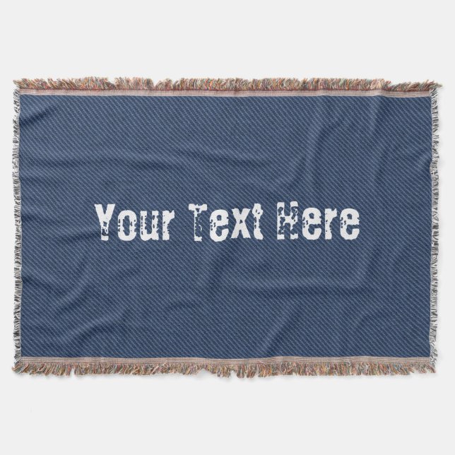 Imitate Blue Jeans Denim Custom Text Throw Blanke Decke (Vorderseite)