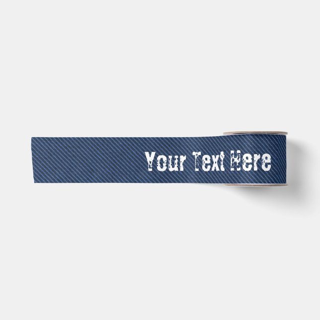 Imitate Blue Jeans Fabric Custom Text Satin Ribbon Satinband (Vorderseite)