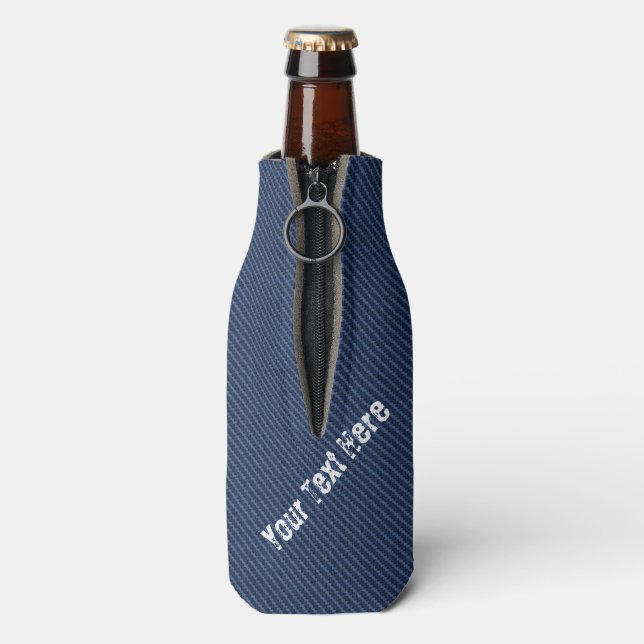Imitate Blue Jeans Fabric Flasche Cooler - Benutze Flaschenkühler (Flasche Rückseite)