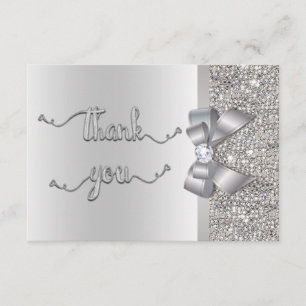 Imitate Bow Silver Sequins Vielen Dank für Ihre Ho Dankeskarte