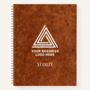 Imitate Brauner Leder Minimalistische Logo Name de Notizbuch