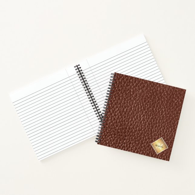 Imitate Braunes Leder Textur Personalisiert Monogr Notizbuch (Innenseite)