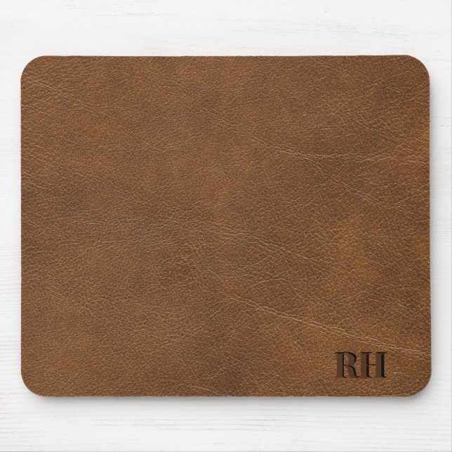 Imitate Brawn Leather Custom Mit Monogramm Initial Mousepad (Vorne)