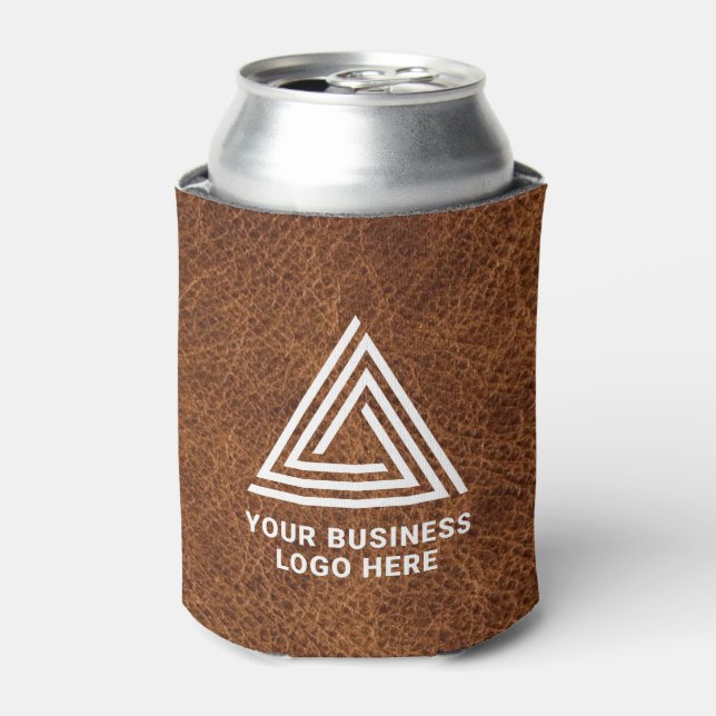 Imitate Brown Leather Modern Business Logo Dosenkühler (Kanne Vorderseite)