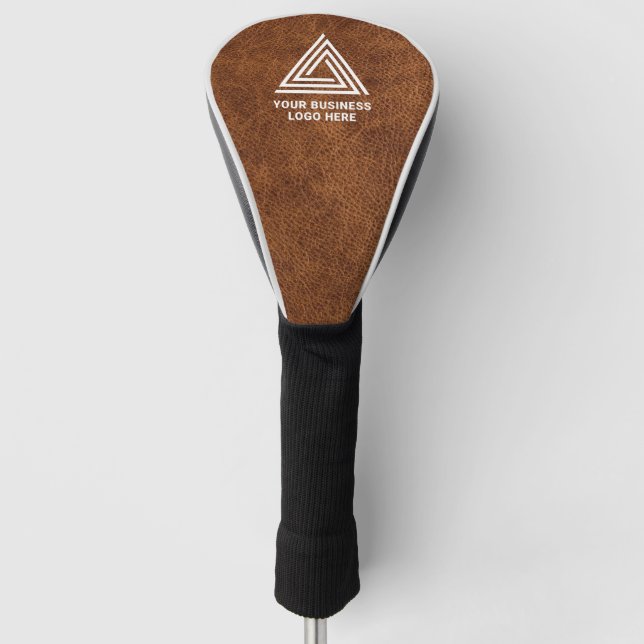 Imitate Brown Leather Modern Business Logo Golf Headcover (Vorderseite)