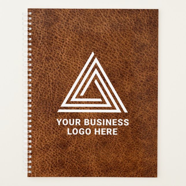 Imitate Brown Leather Modern Business Logo Planer (Vorderseite)