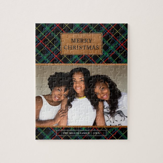 Imitate Brown Leather Red und Green Tartan Weihnac (Vertikal)