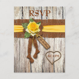 IMITATE Brünlein, Holz, Gelb-Rose-Hochzeitskarte RSVP Karte