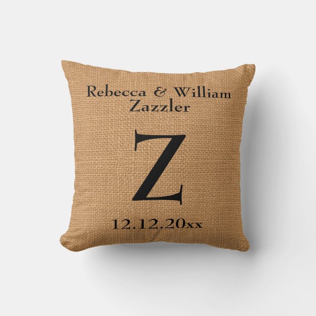 Imitate Burlap Jute Linen Look Wedding Kissen (Vorderseite)