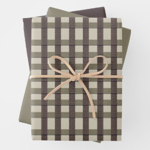 Imitate Burlap Kariert Design- Country Taupe Set Geschenkpapier Set