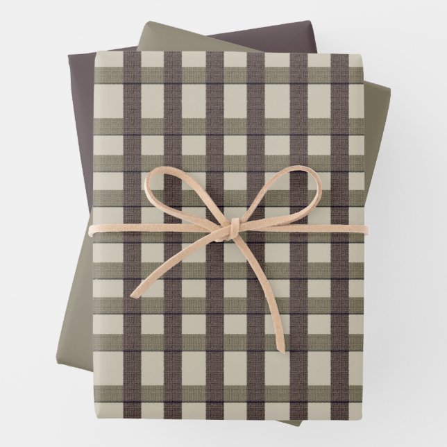 Imitate Burlap Kariert Design- Country Taupe Set Geschenkpapier Set (Beispiel)