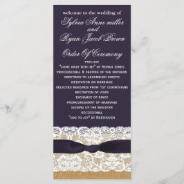 IMITATE Burlap, rustikale Hochzeitsprogramme Teelä Programm