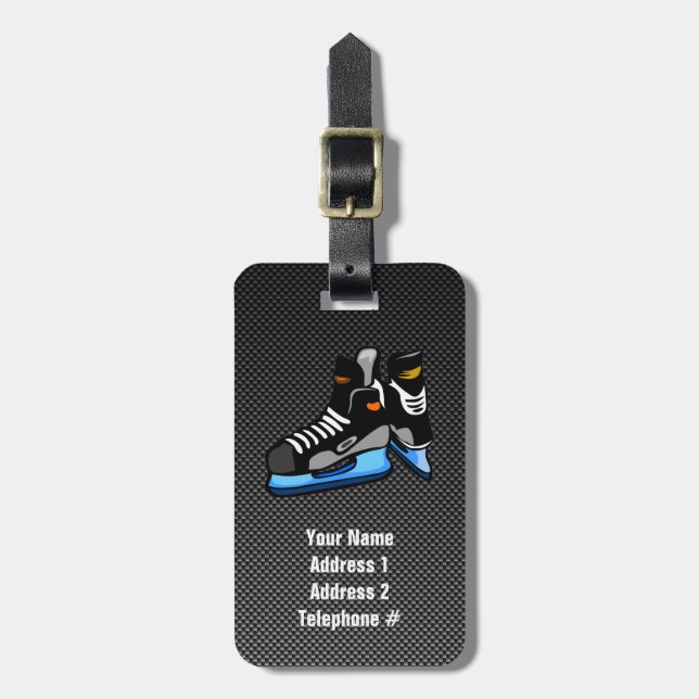 Imitate Carbon Fiber Hockey-Skate Gepäckanhänger (Vorderseite vertikal)