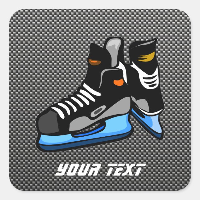 Imitate Carbon Fiber Hockey-Skate Quadratischer Aufkleber (Vorderseite)