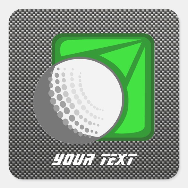 Imitate Carbon Fibre Golf Ball Quadratischer Aufkleber (Vorderseite)