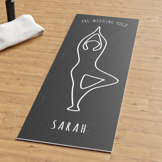 Imitate Chalkboard Hochzeit Bäume Pose Kontur Yoga Yogamatte (Fun and quirky yoga mat for your pre-wedding workouts. Just add your name)