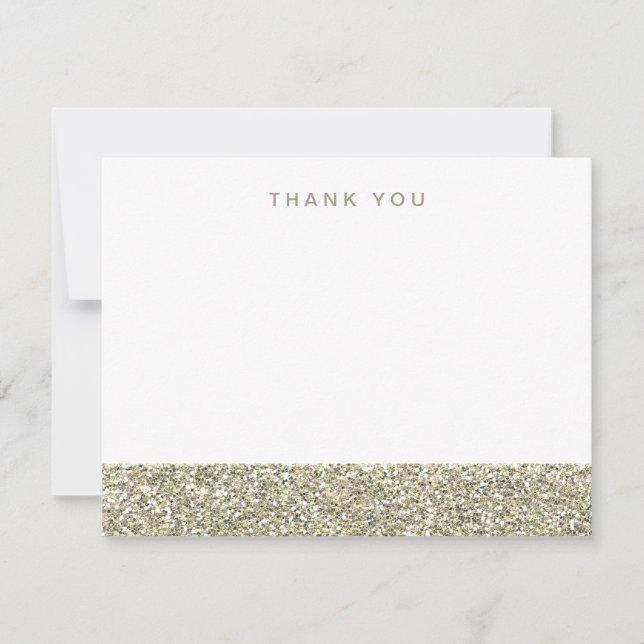 Imitate Champagne Gold Glitzer Vielen Dank Dankeskarte (Vorderseite)