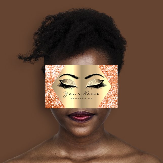 Imitate Champaigne Gold Glitzer Makeup Lashes Visitenkarte (Faux Champaigne Gold Glitter Makeup Lashes Business Card)