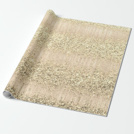 Imitate Champaigne Rose Elfenbeinmetall Glitzer Geschenkpapier