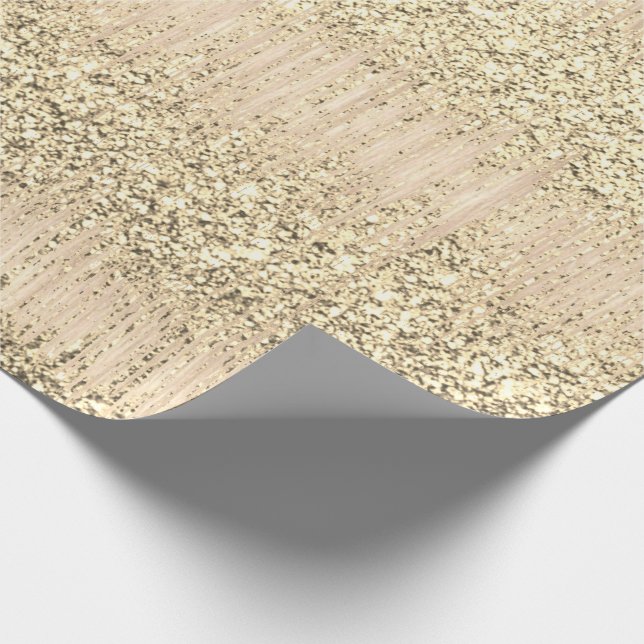 Imitate Champaigne Rose Elfenbeinmetall Glitzer Geschenkpapier (Ecke)