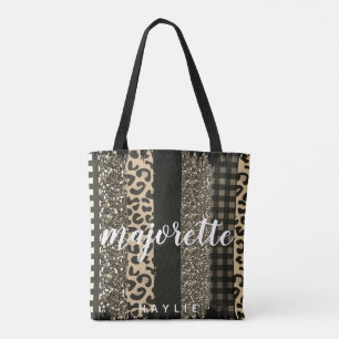 Imitate Cheetah und Glitzer Personalisiert Majoret Tasche