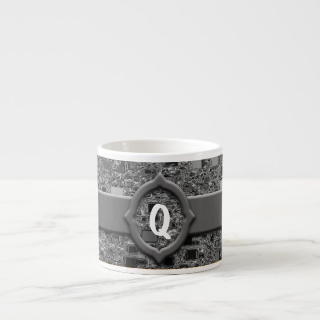 Imitate Chrome Mini Box Design & Monogram Espressotasse (Vorderseite)