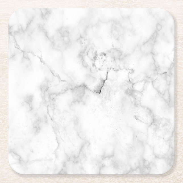 Imitate Classic White und Gray Carrera Marmor Rechteckiger Pappuntersetzer (Vorderseite)