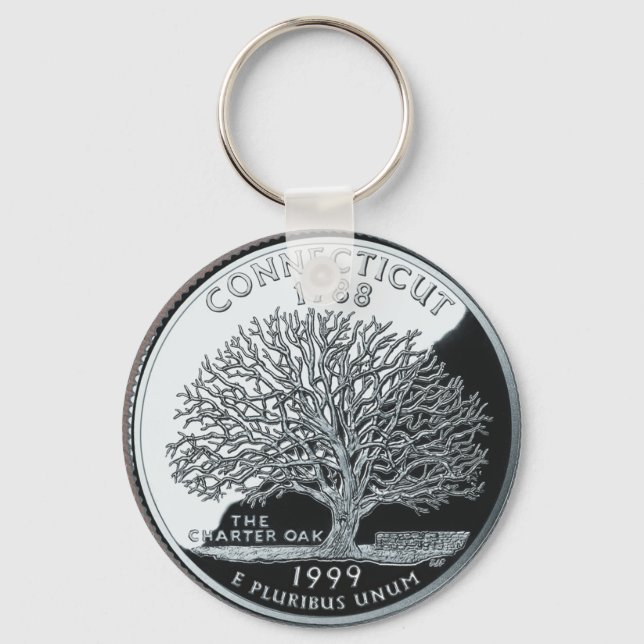 Imitate Connecticut Staat Quarter Charterbaum Schlüsselanhänger (Vorderseite)