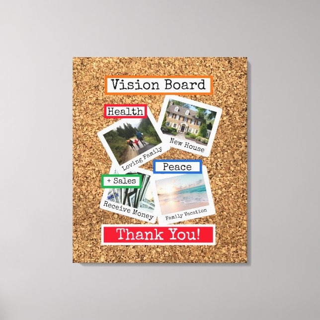 Imitate Cork Custom Foto Collage Vision Board Leinwanddruck (Vorderseite)