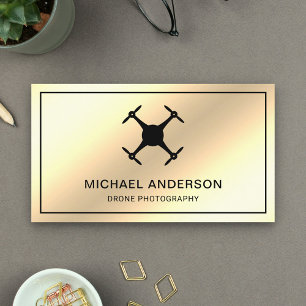 Imitate Cream Gold Foil Moderne Drohnenfotografie Visitenkarte