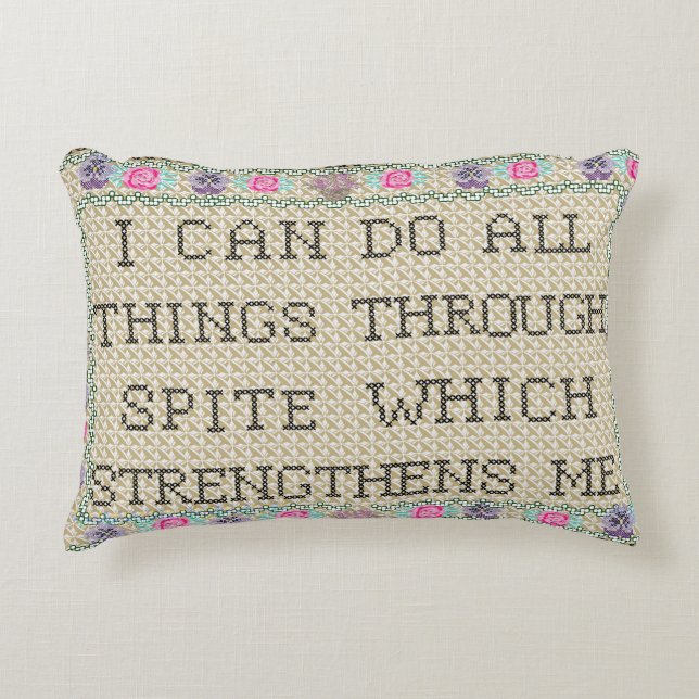 Imitate Cross Stitch kann ich alles tun, trotz Dekokissen (Vorderseite)