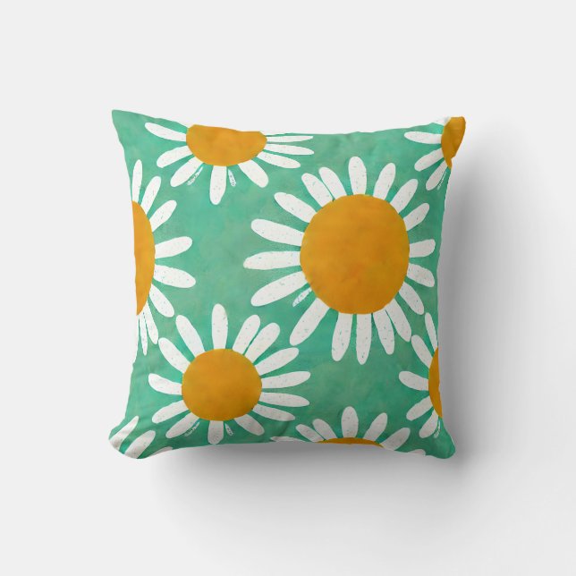 Imitate Cutout Daisy Folk Kunst Inspiriert Kissen (Vorderseite)