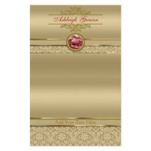 Imitate Dark Ruby Red Gemstone Metallic Gold Damas